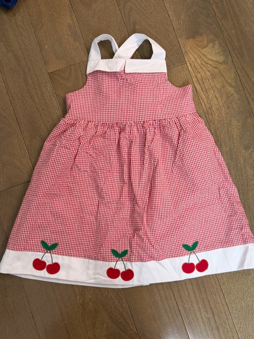 Florence Eiseman White Dress with Red Gingham Trim